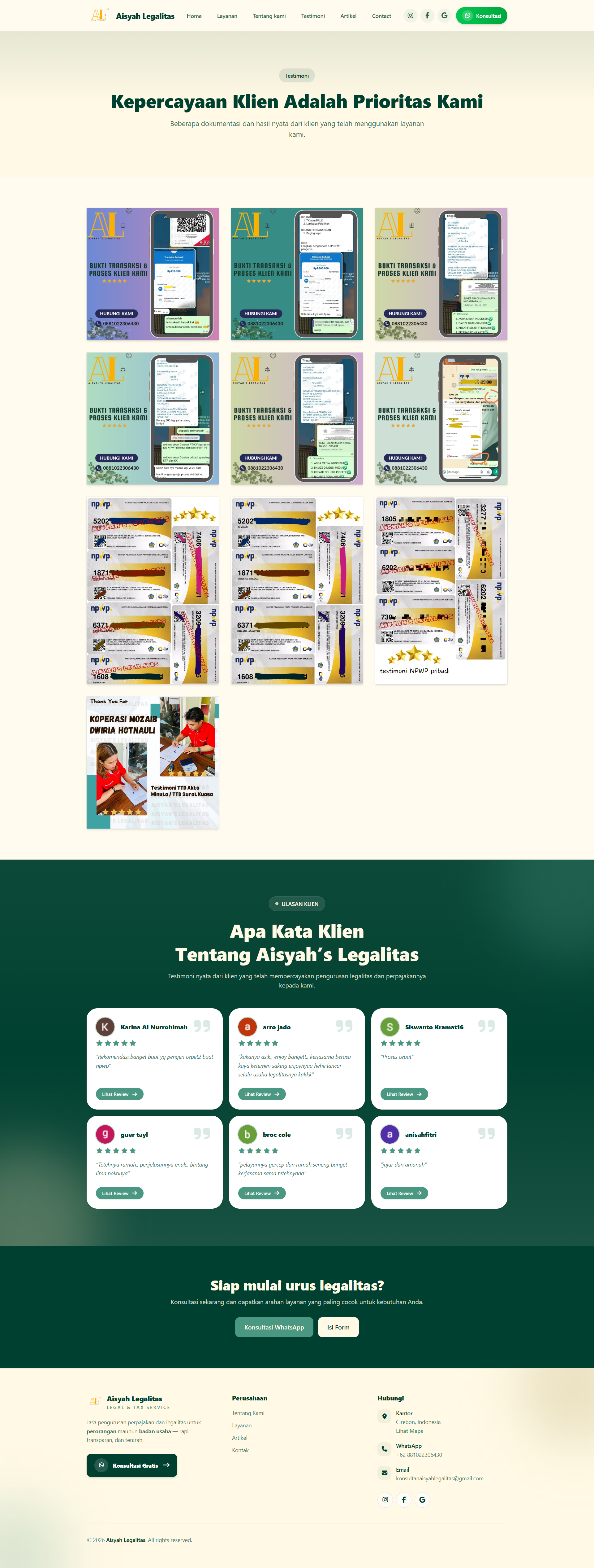 Screenshot Aisyah Legalitas