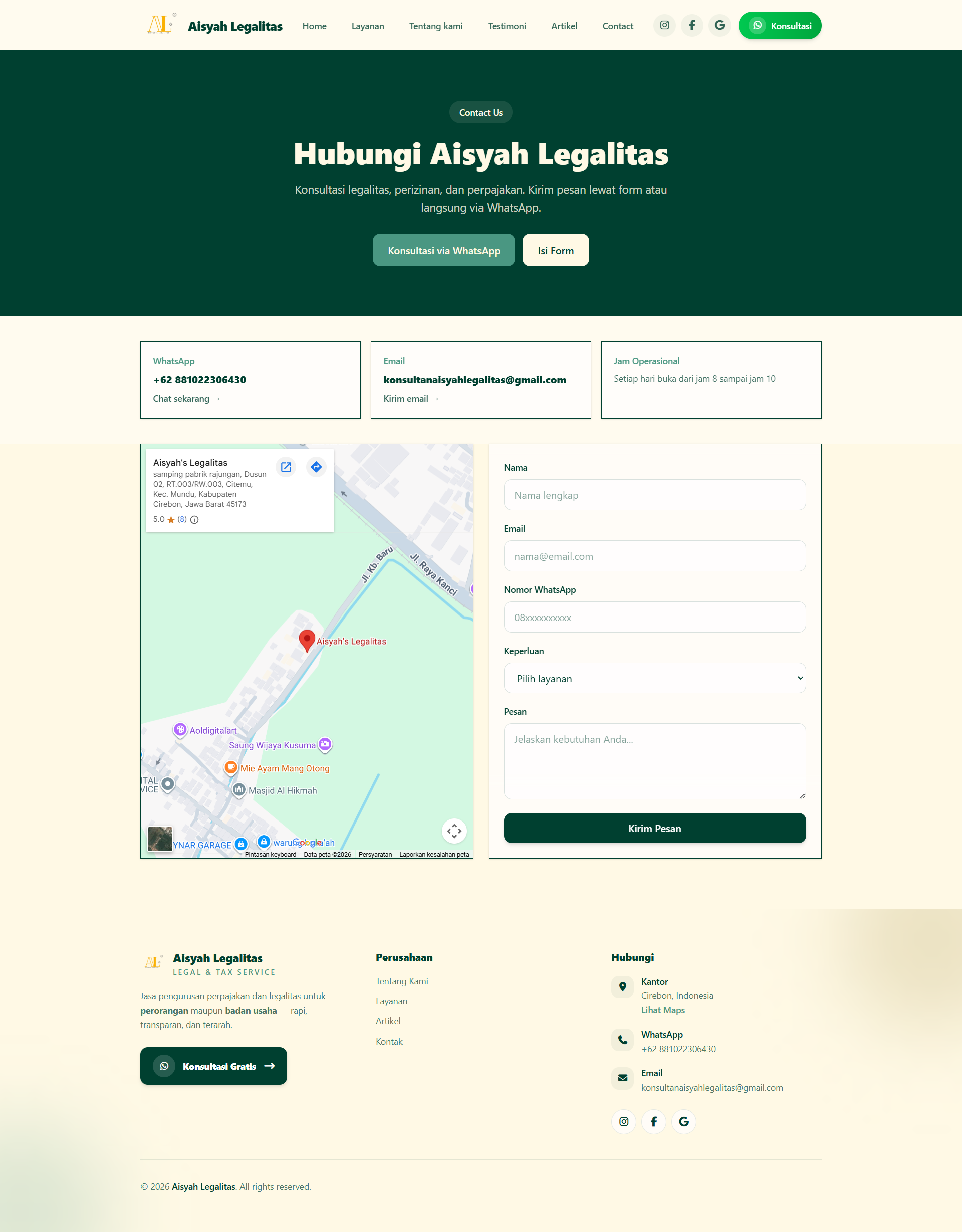 Screenshot Aisyah Legalitas